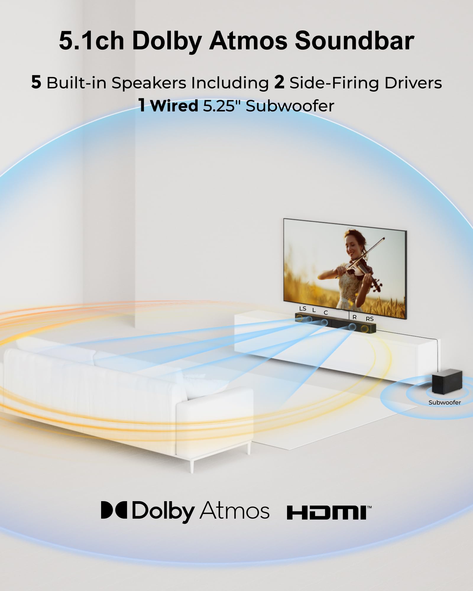 5.1CH Dolby Atmos Soundbar with Subwoofer