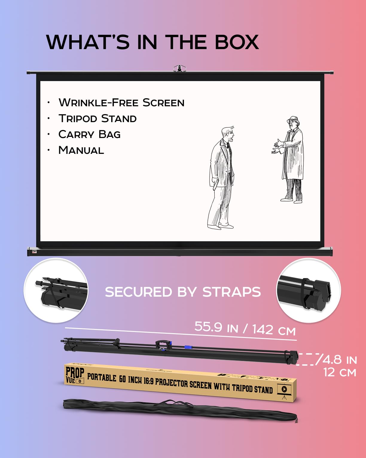 100-Inch Tripod Projector Screen for Indoor & Outdoor Use