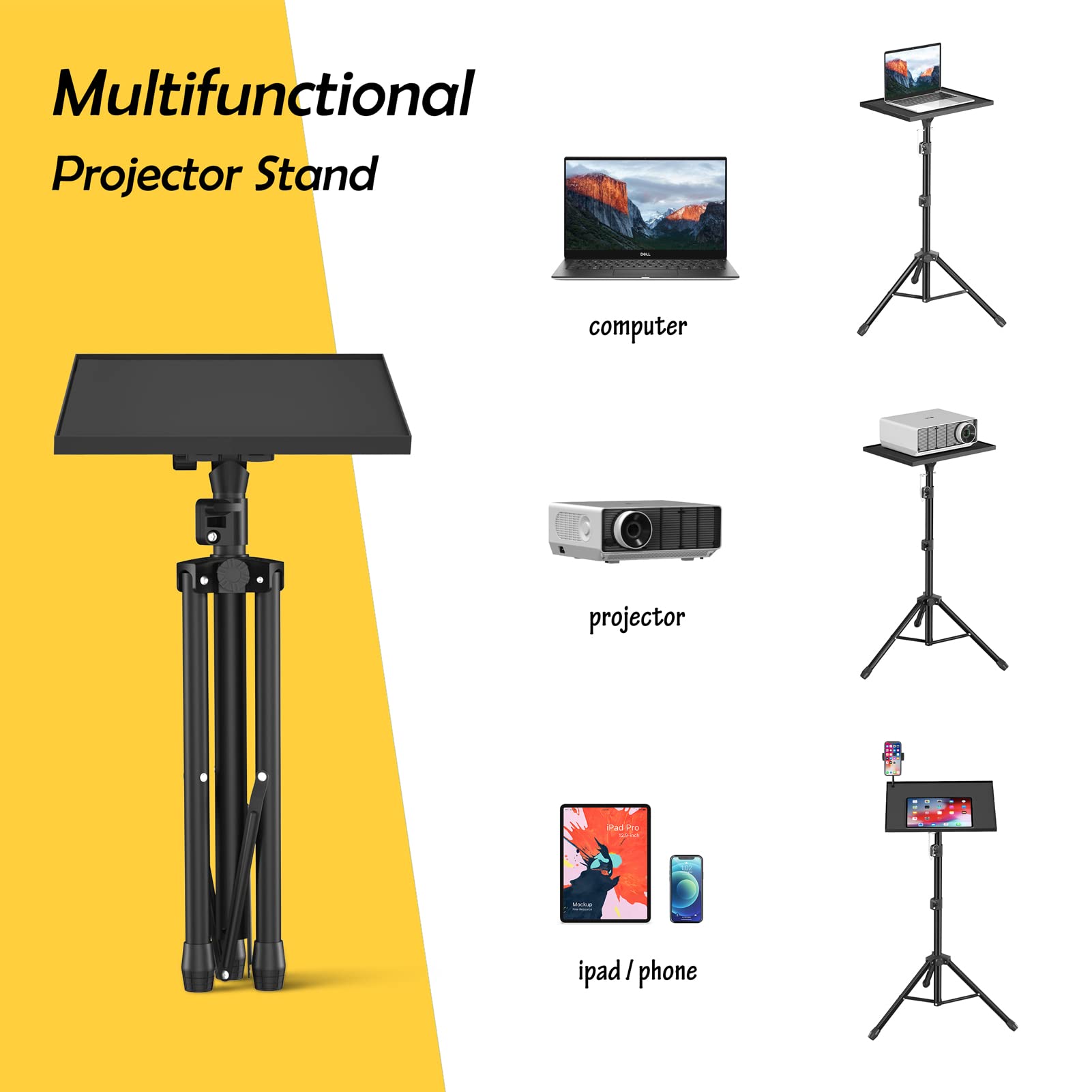 Adjustable Projector Stand for Indoor & Outdoor Use