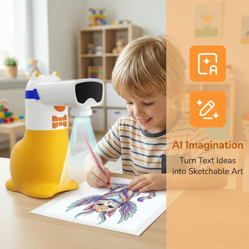 AI Drawing Projector for Kids with Smart Sketch & Voice Control