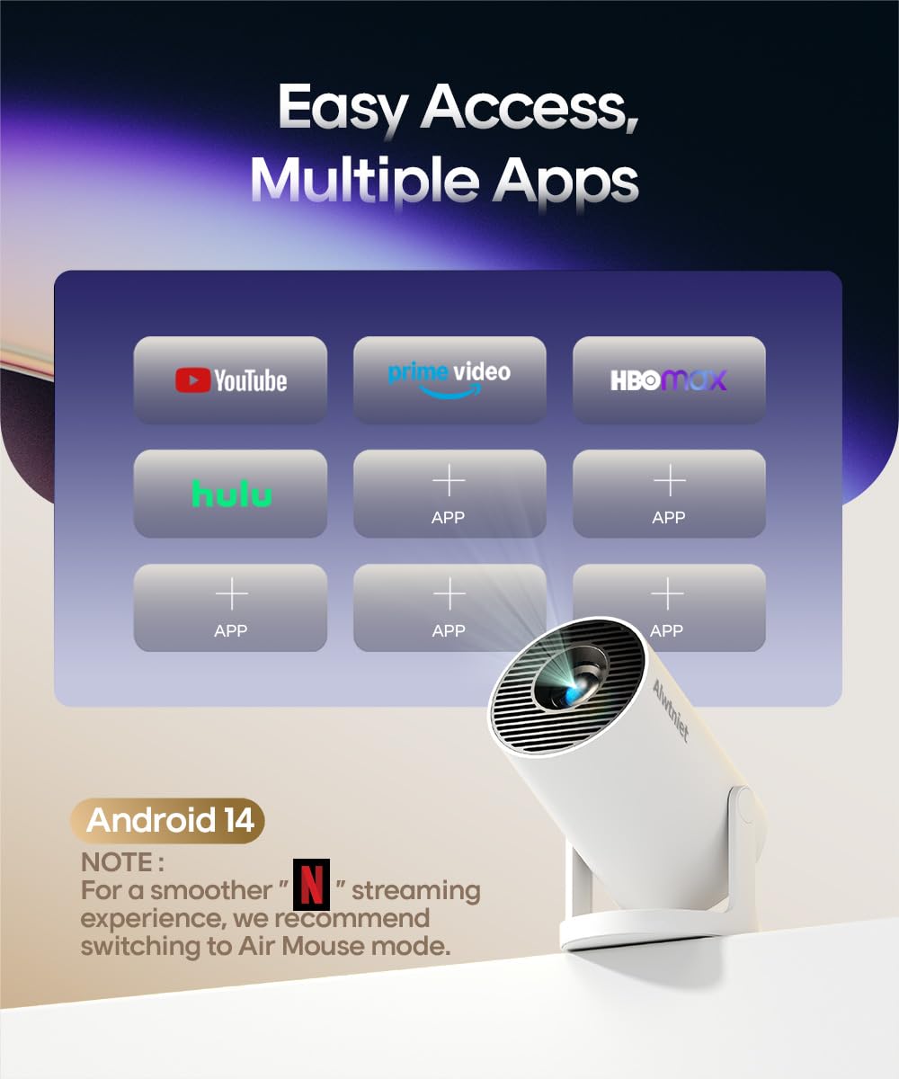 Mini 4K Smart Projector with WiFi 6 & Bluetooth 5.4