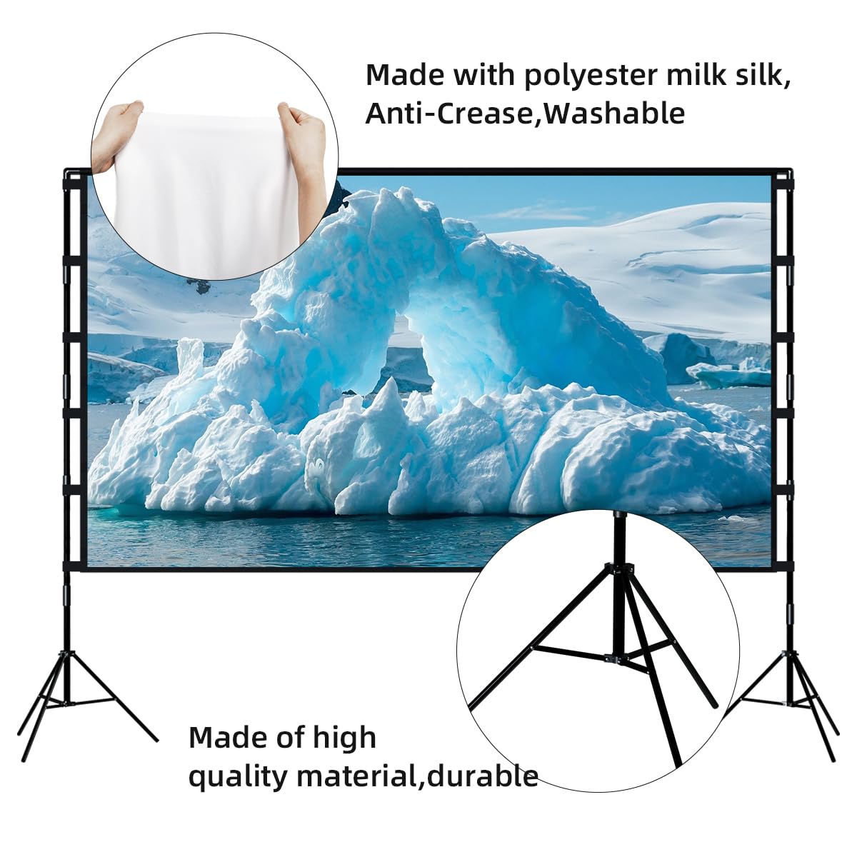 120-Inch Portable 4K Projector Screen with Stand