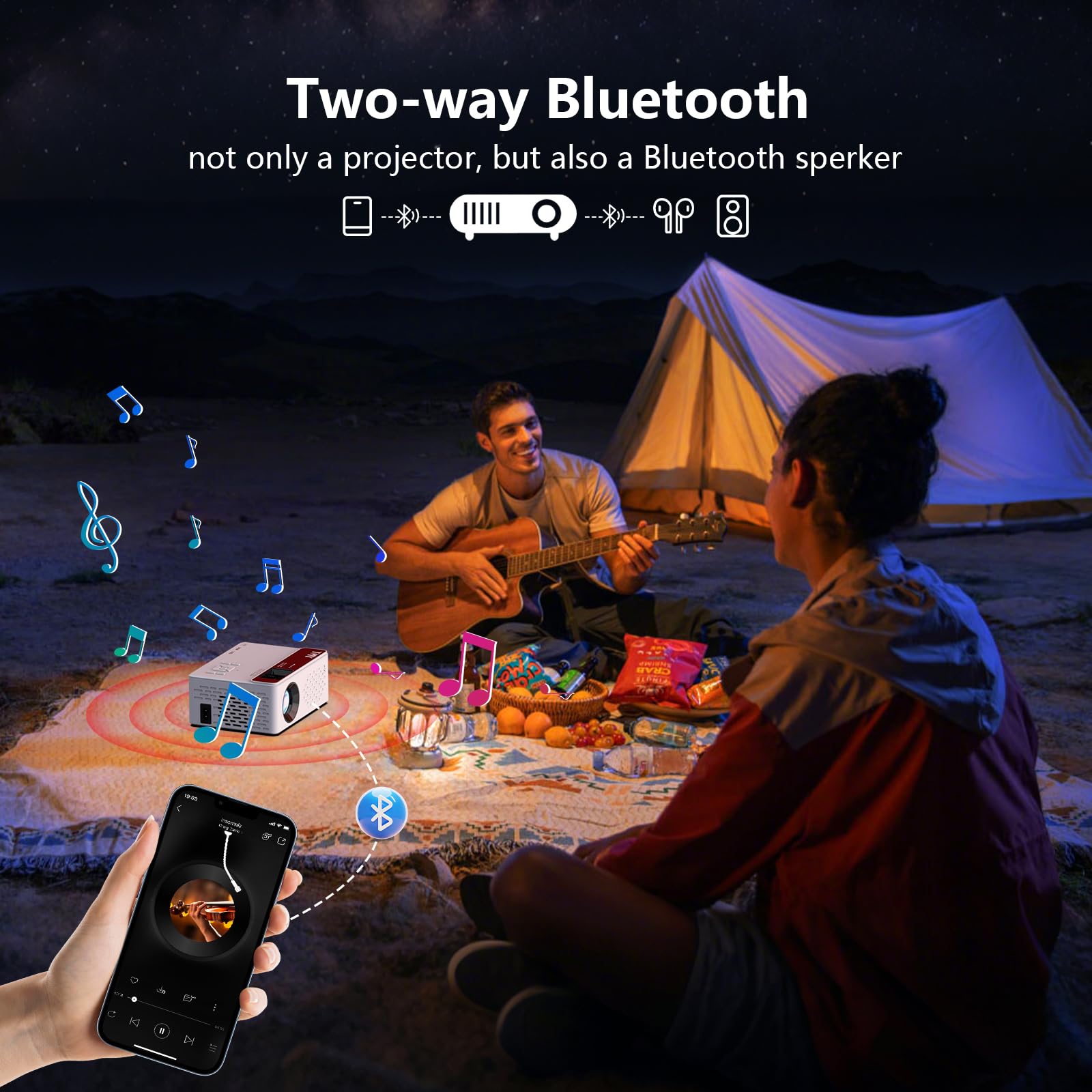 1080P Full HD Bluetooth Mini Projector