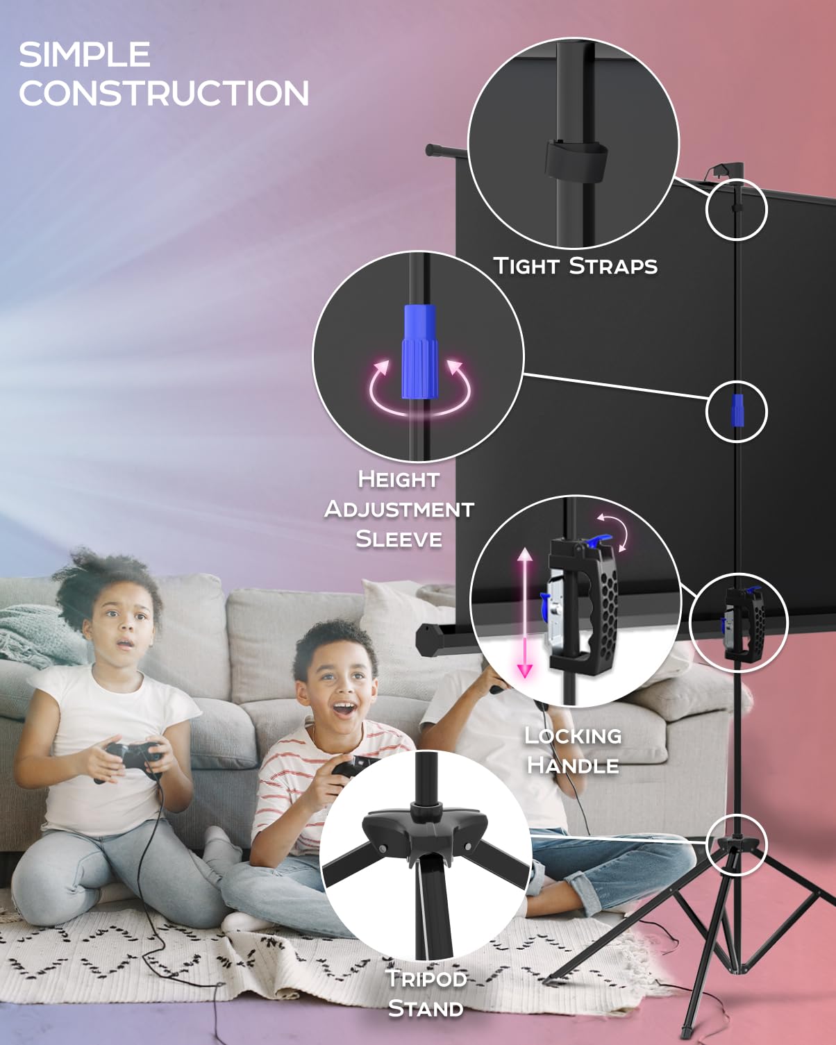 100-Inch Tripod Projector Screen for Indoor & Outdoor Use
