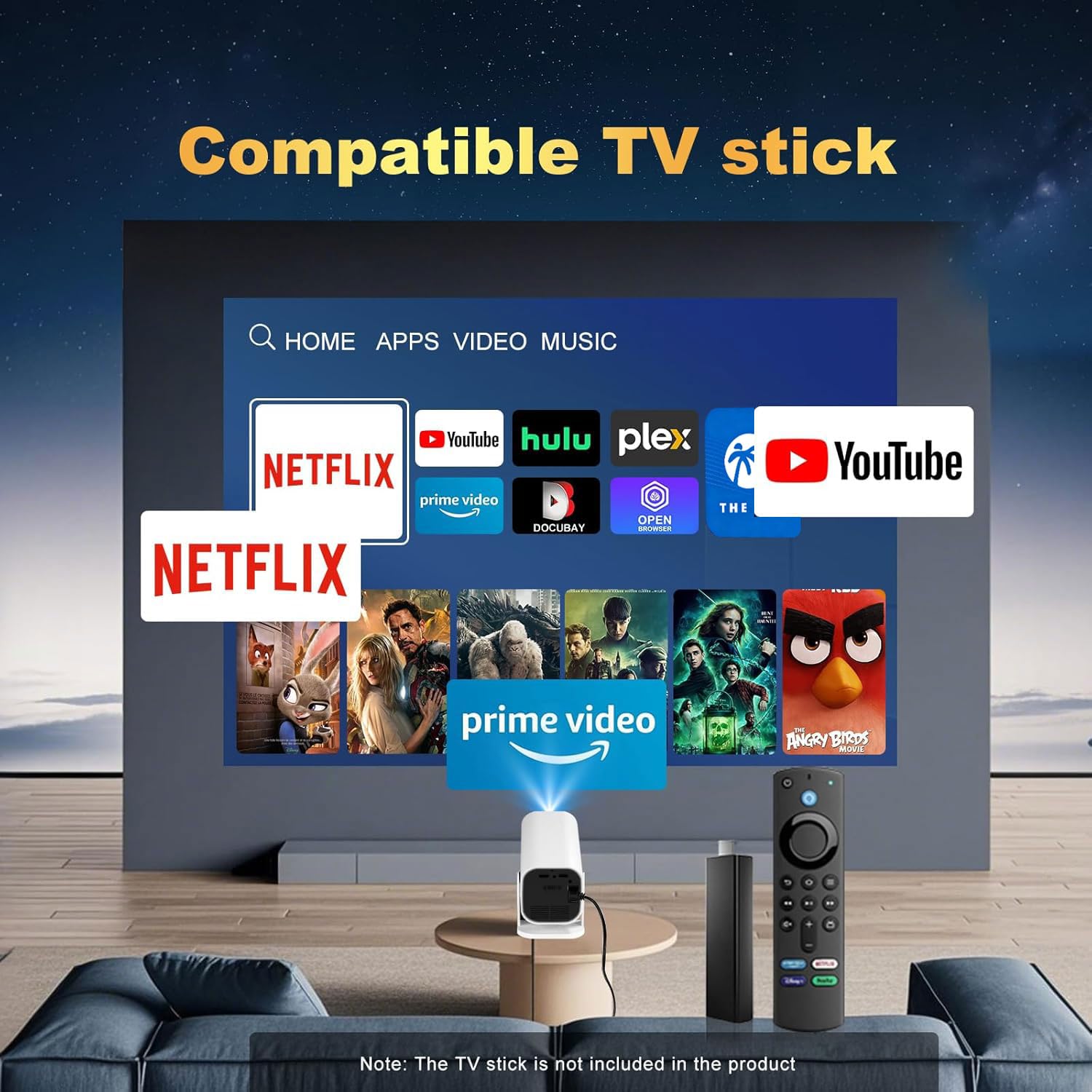 1080P Smart Mini Projector with WiFi & Bluetooth