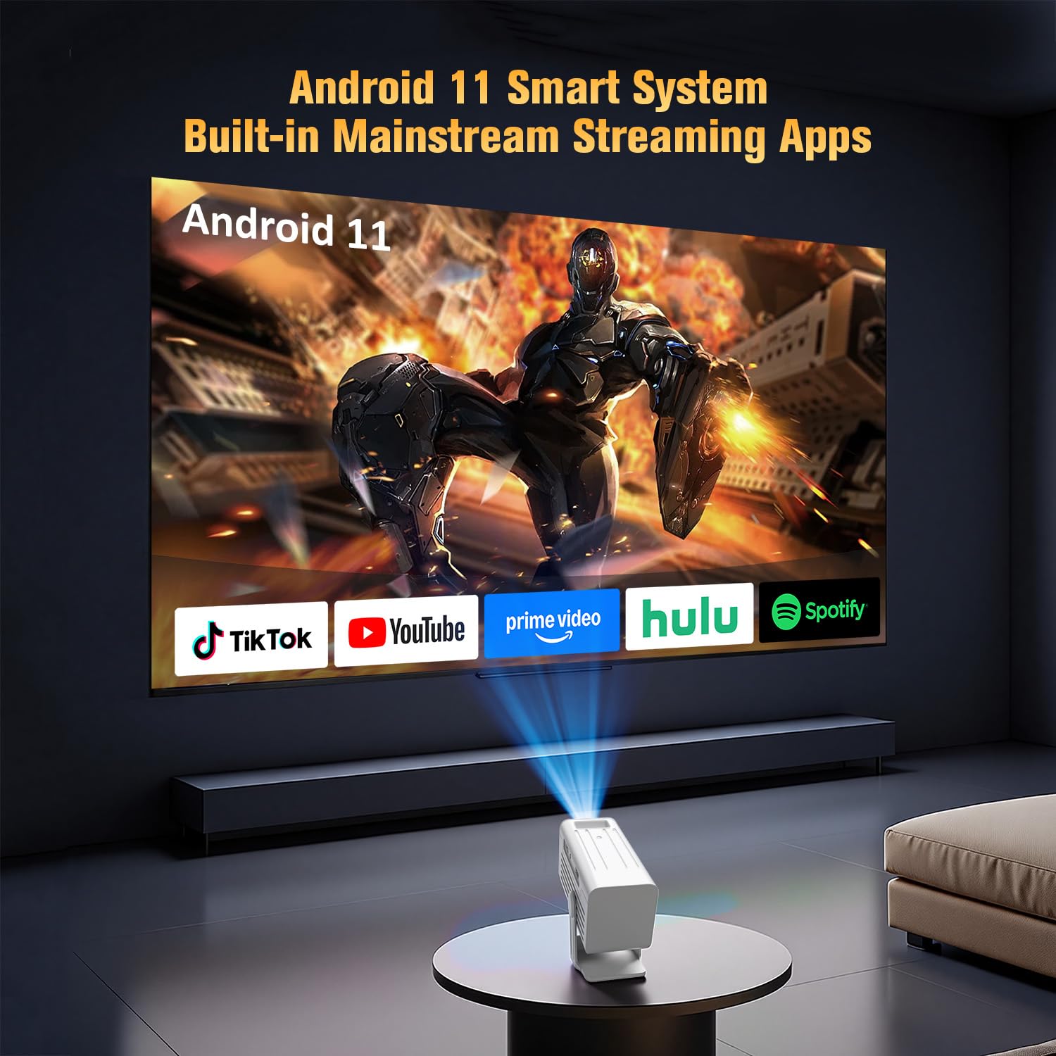 4K Smart Mini Projector with WiFi & Bluetooth