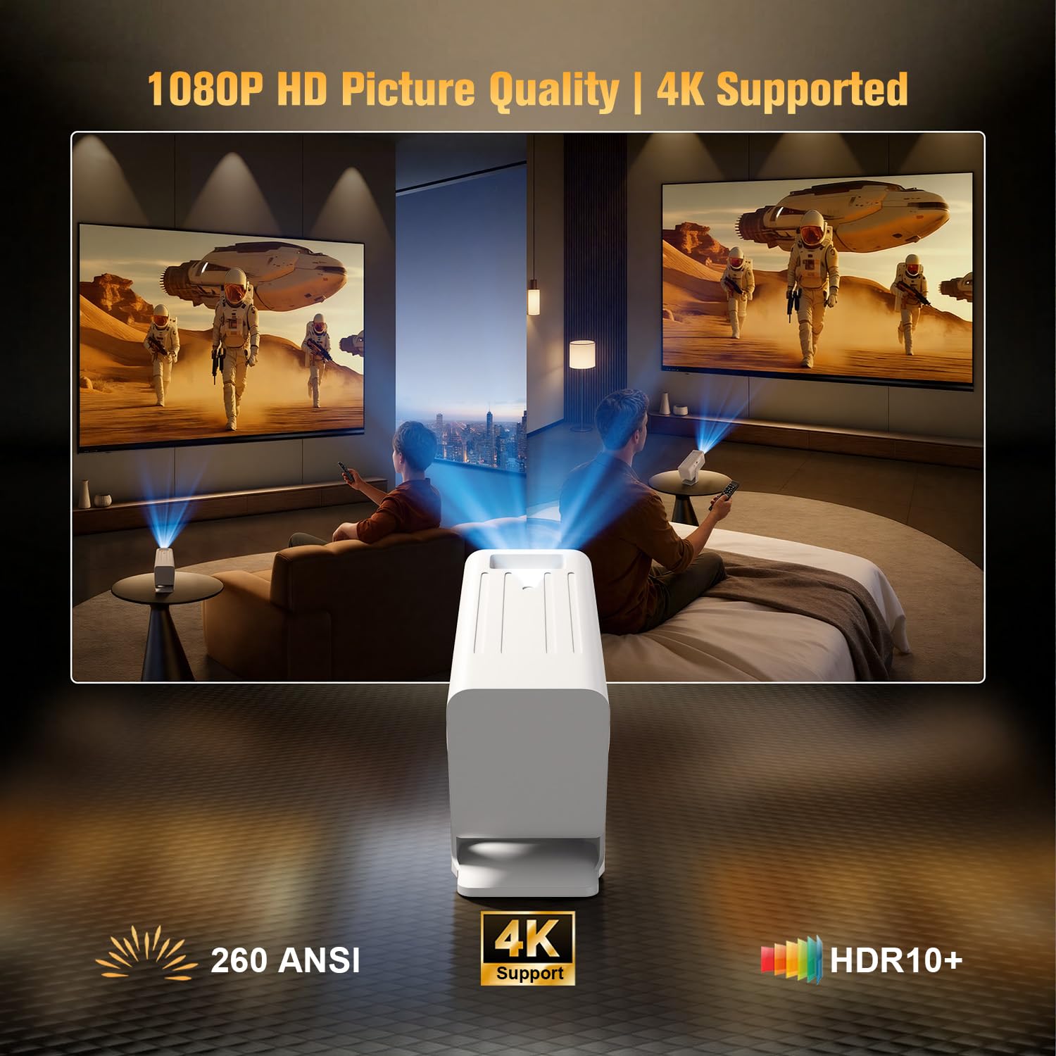 4K Smart Mini Projector with WiFi & Bluetooth