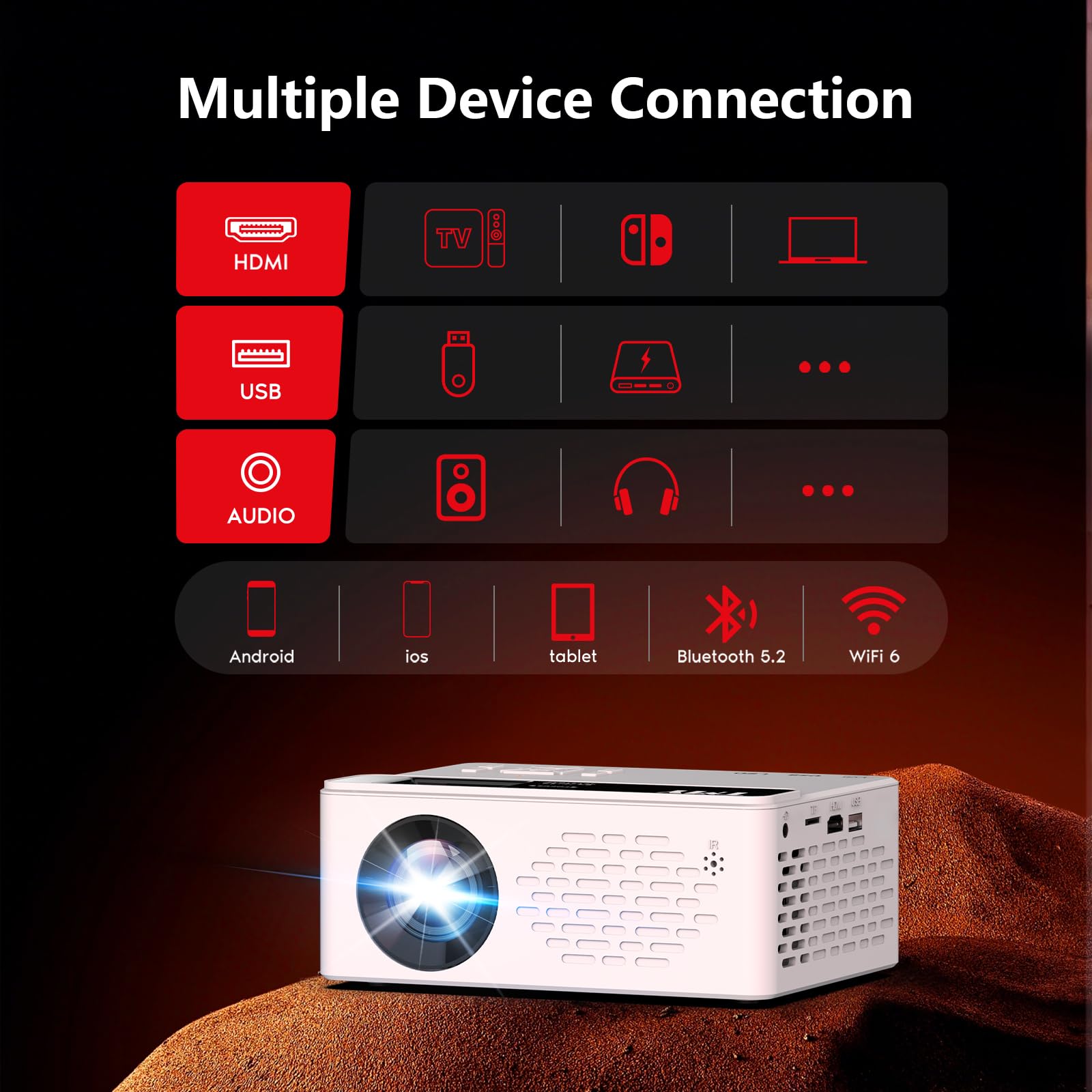 1080P Full HD Bluetooth Mini Projector