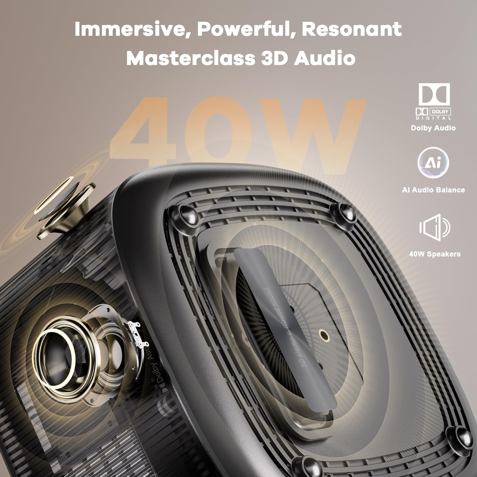 4K Smart Projector with AI Auto Focus & WiFi Bluetooth