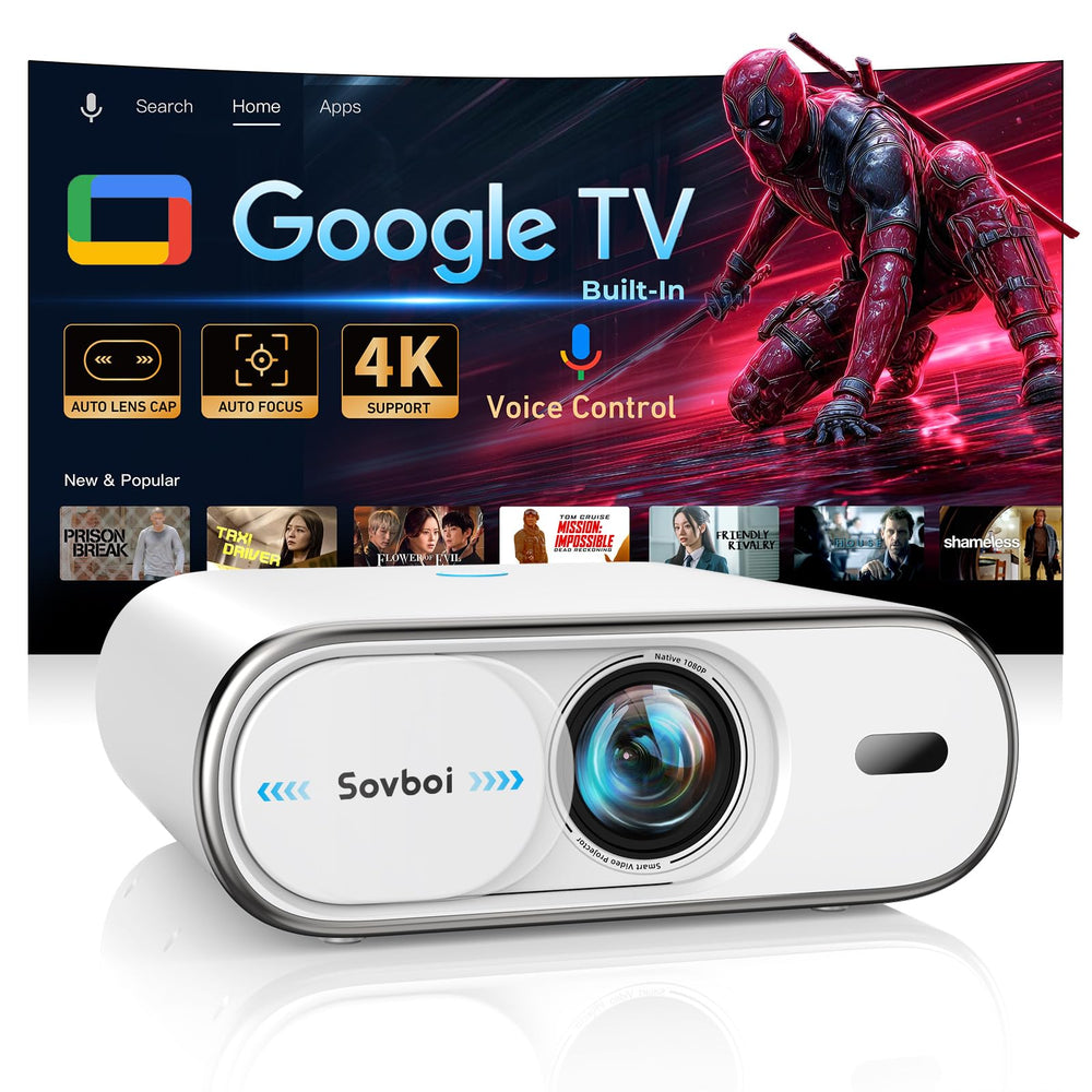 1800 ANSI 4K Smart Projector with Auto Focus & Google TV