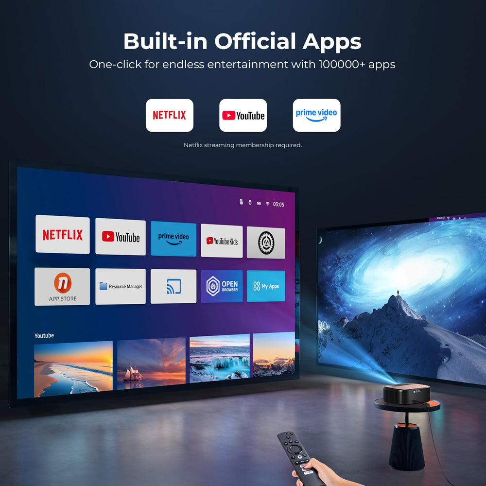 4K Smart Projector with WiFi & Bluetooth