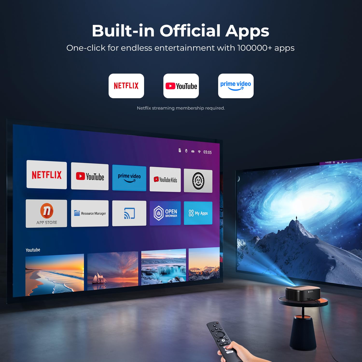 4K Smart Projector with WiFi & Bluetooth