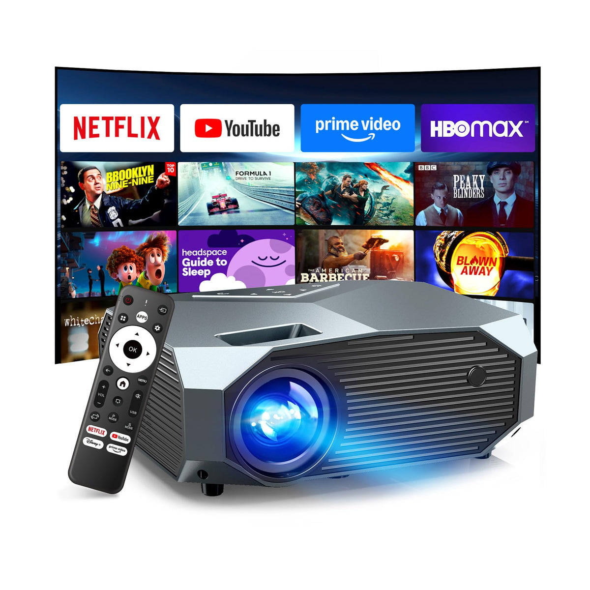 Native 1080P Outdoor Projector with WiFi & Bluetooth