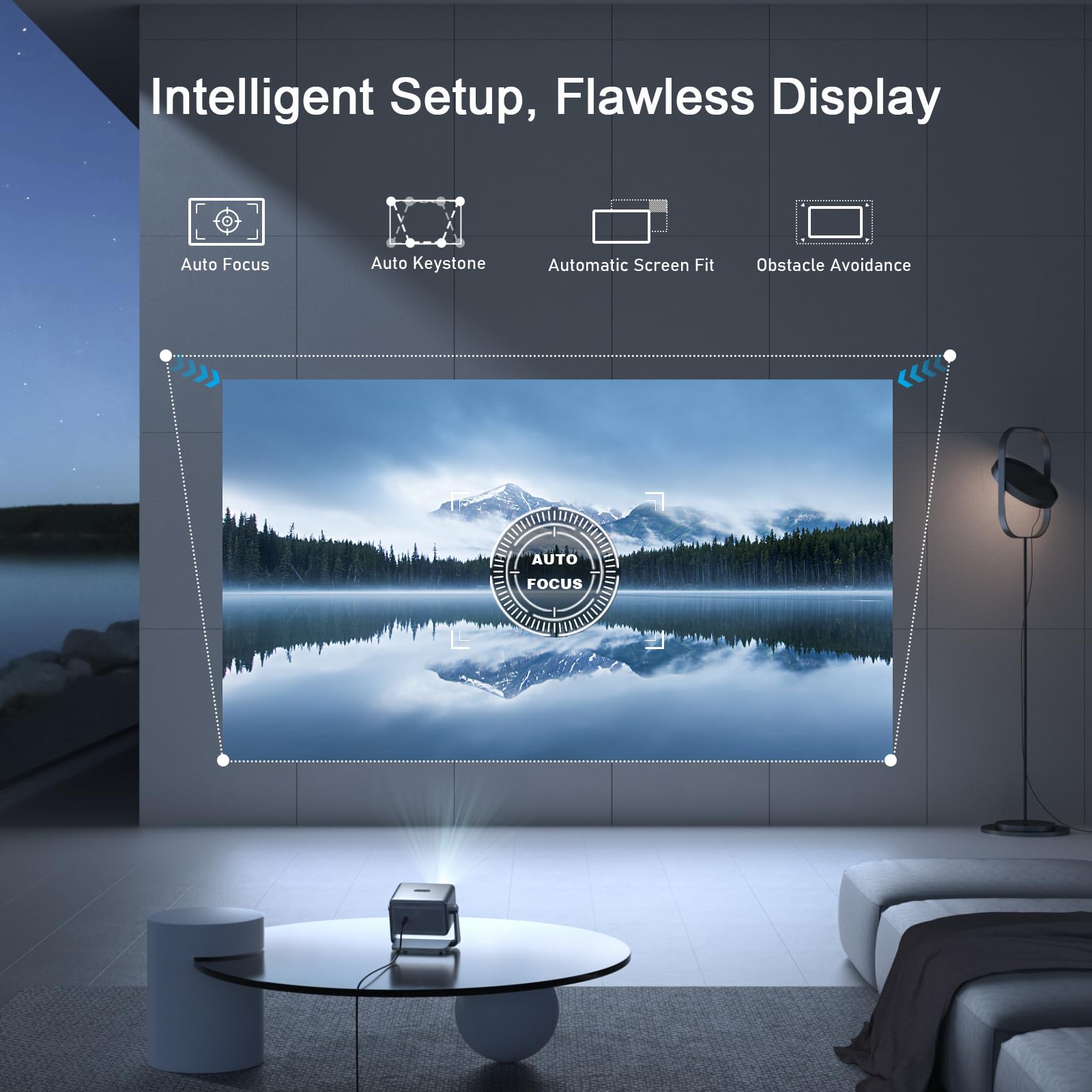 4K Smart Projector with Auto Focus & WiFi Bluetooth