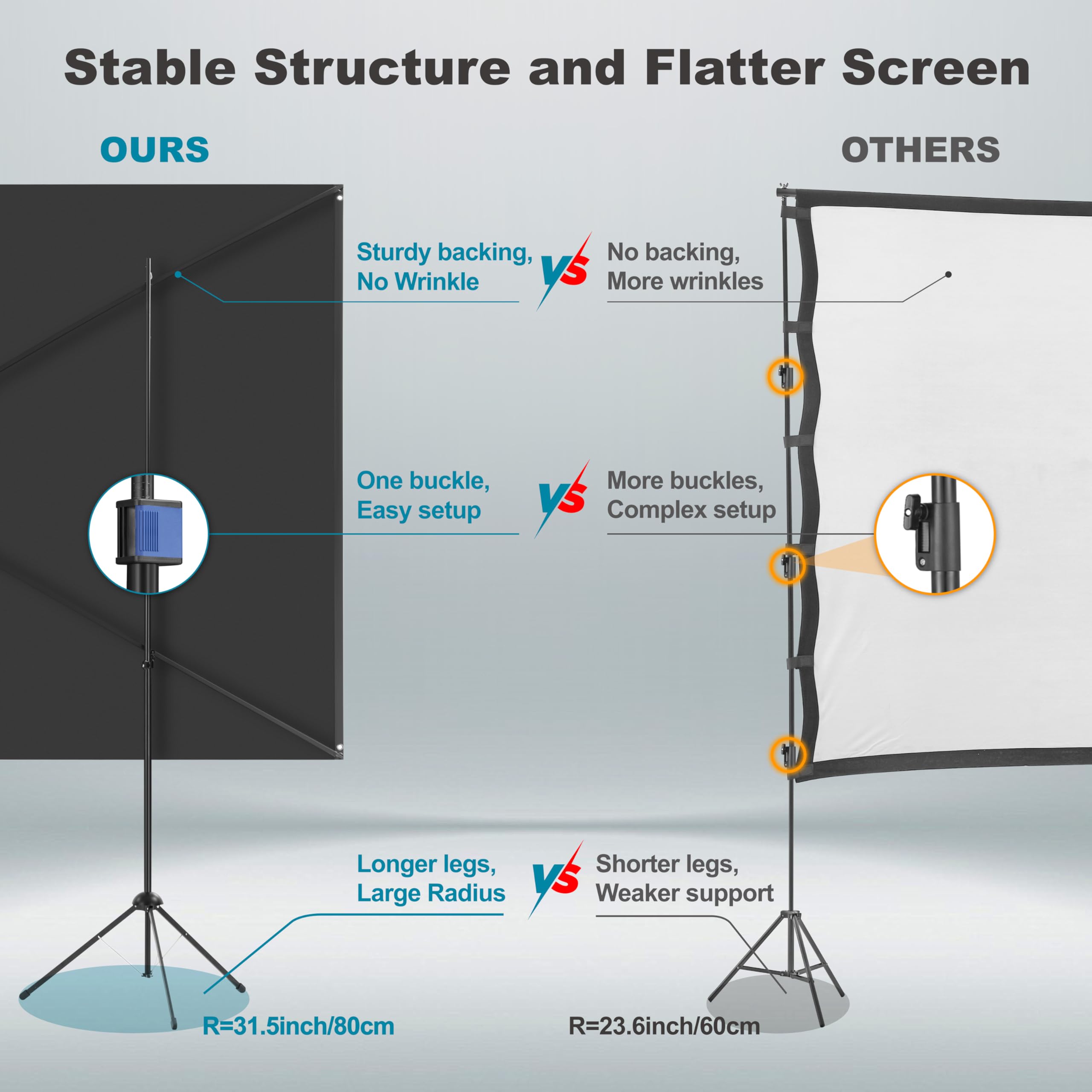 Portable Outdoor Projector Screen with Stand 16:9