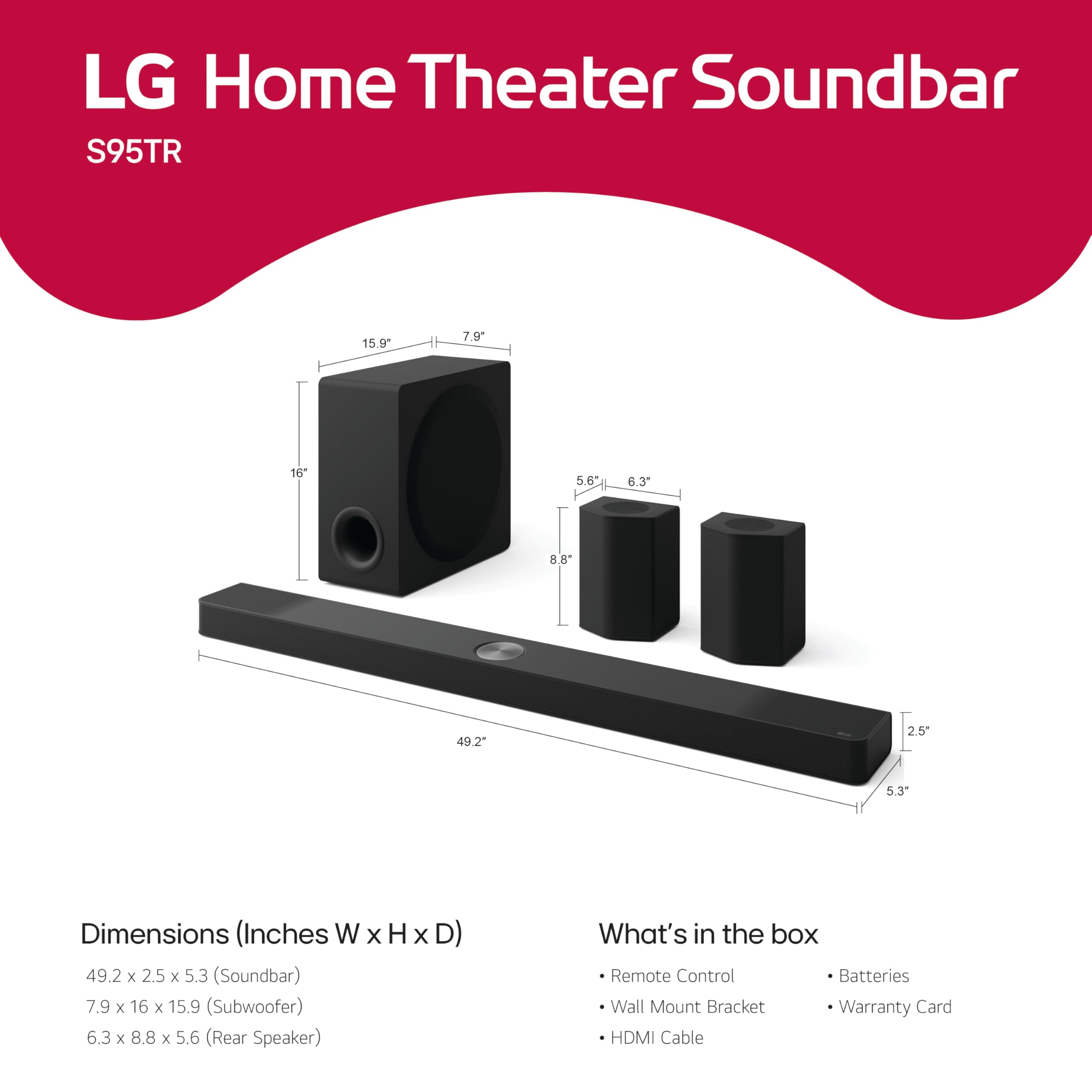 9.1.5CH Dolby Atmos Soundbar with Rear Speakers & Subwoofer