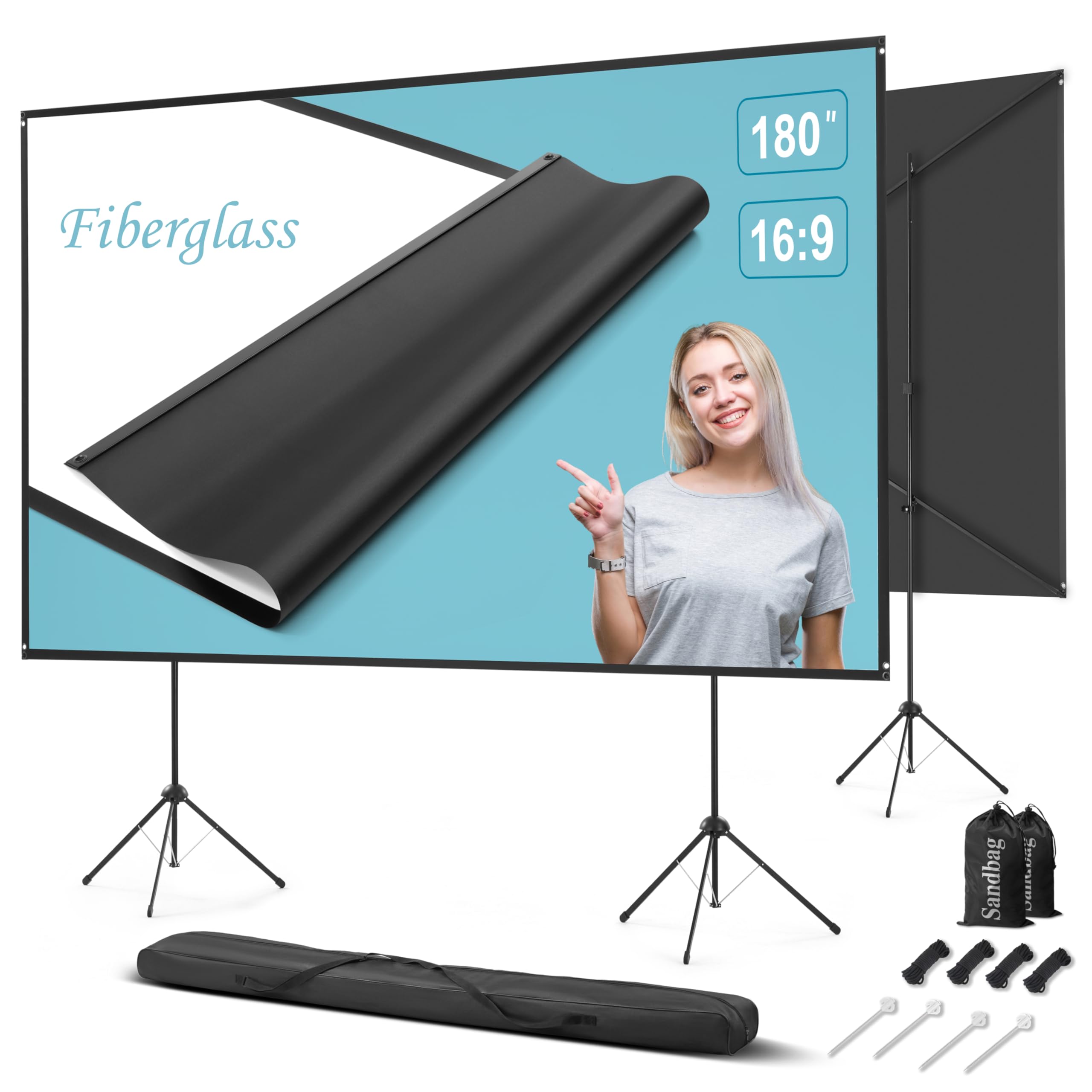 Portable Outdoor Projector Screen with Stand 16:9