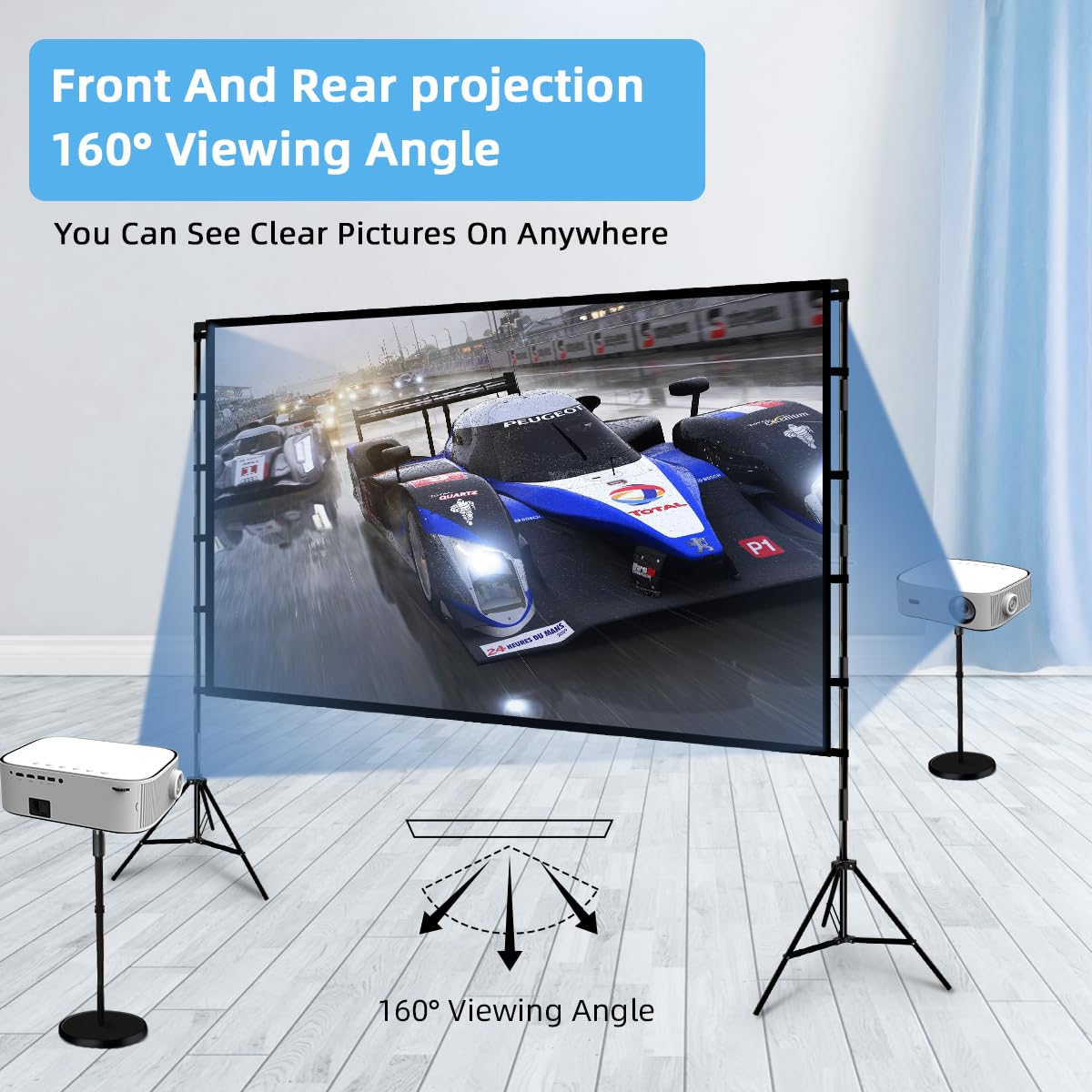 120-Inch Portable 4K Projector Screen with Stand
