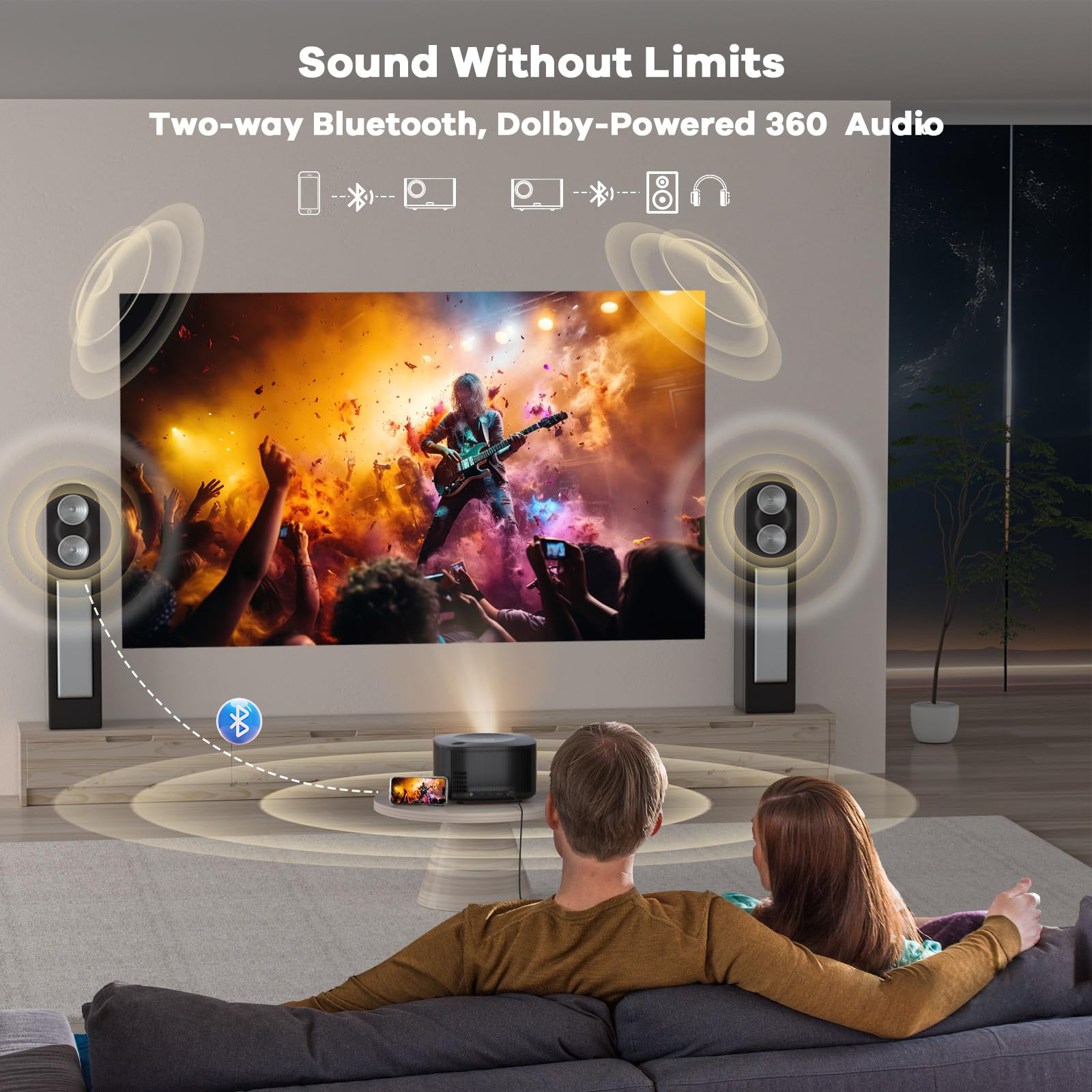 4K Smart Projector with AI Auto Focus & WiFi Bluetooth