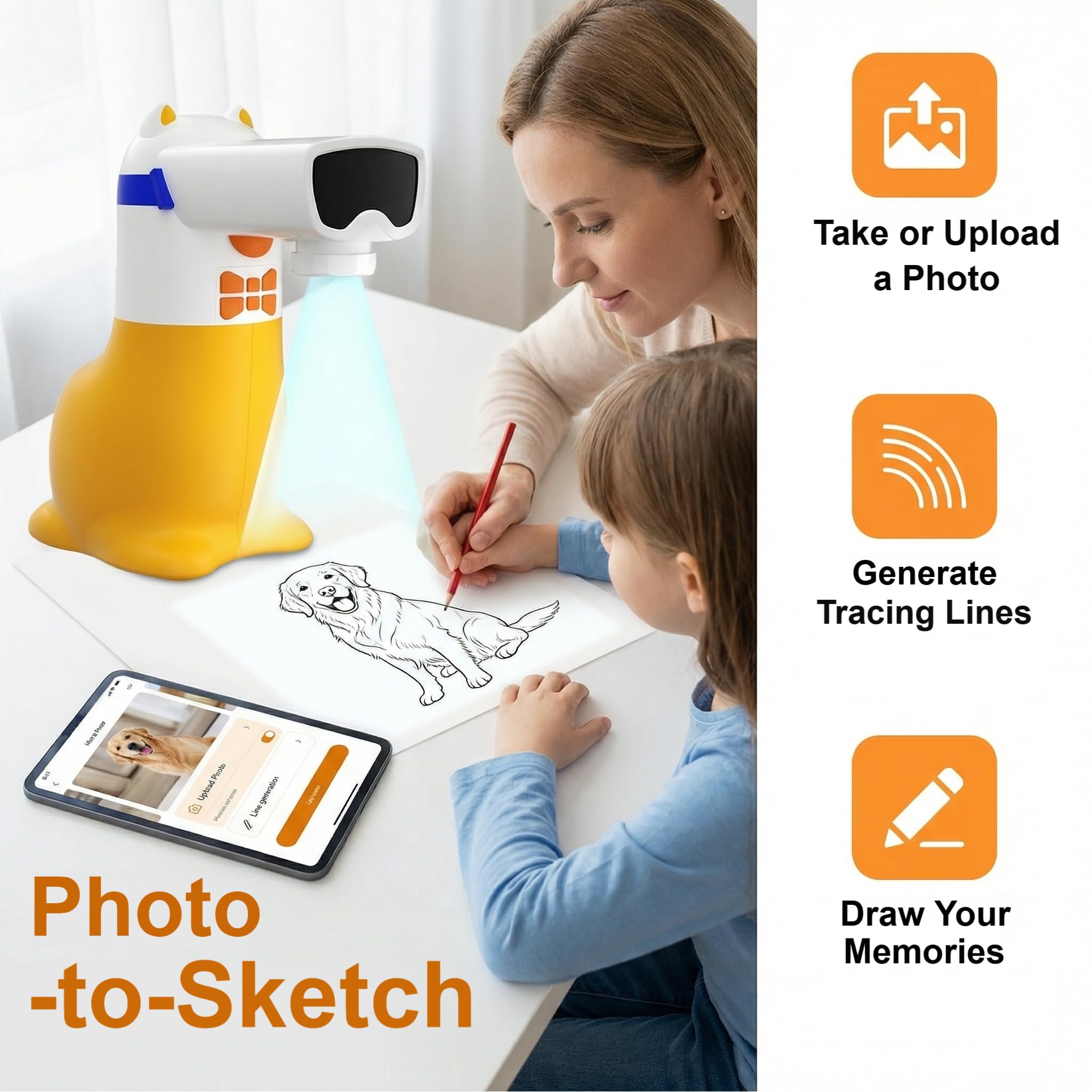 AI Drawing Projector for Kids with Smart Sketch & Voice Control