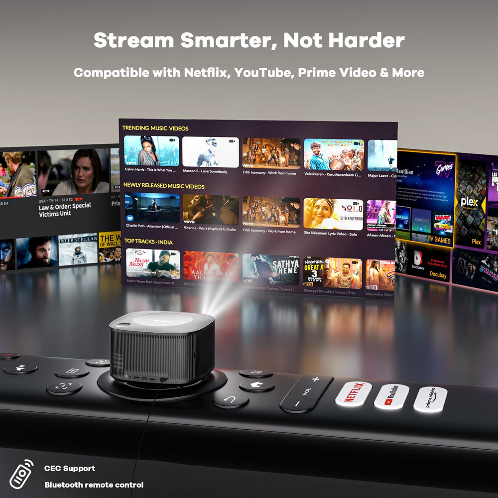 4K Smart Projector with AI Auto Focus & WiFi Bluetooth