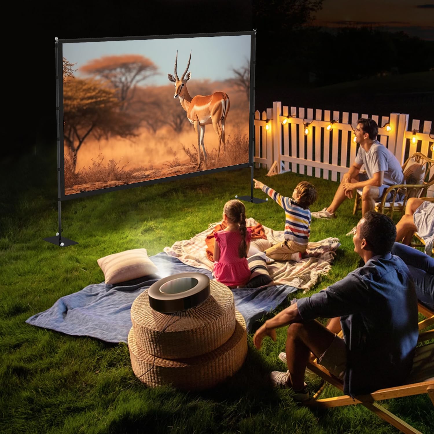 120-Inch Portable Outdoor Projector Screen with Stand