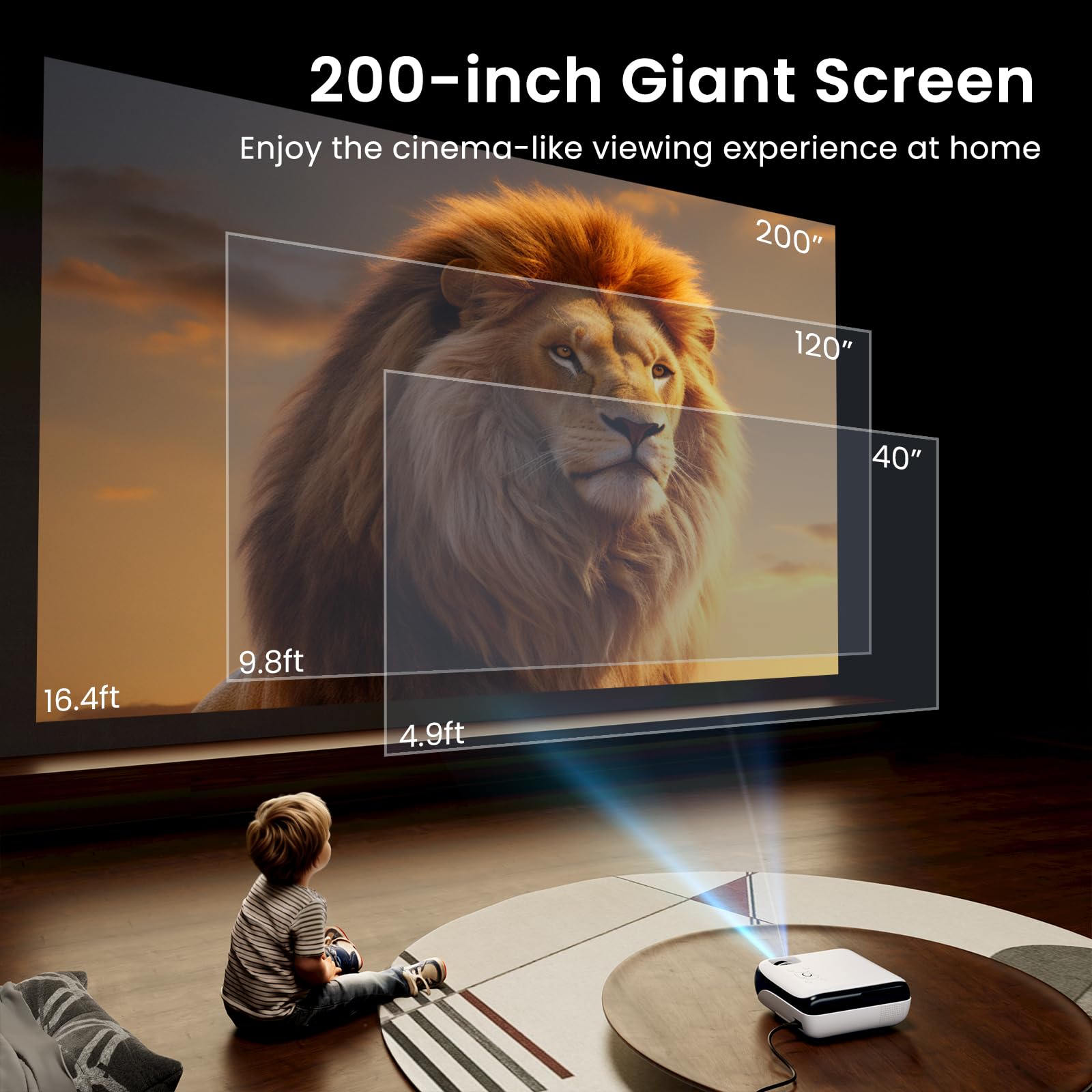 Native 1080P Bluetooth Projector for Home & Outdoor Use