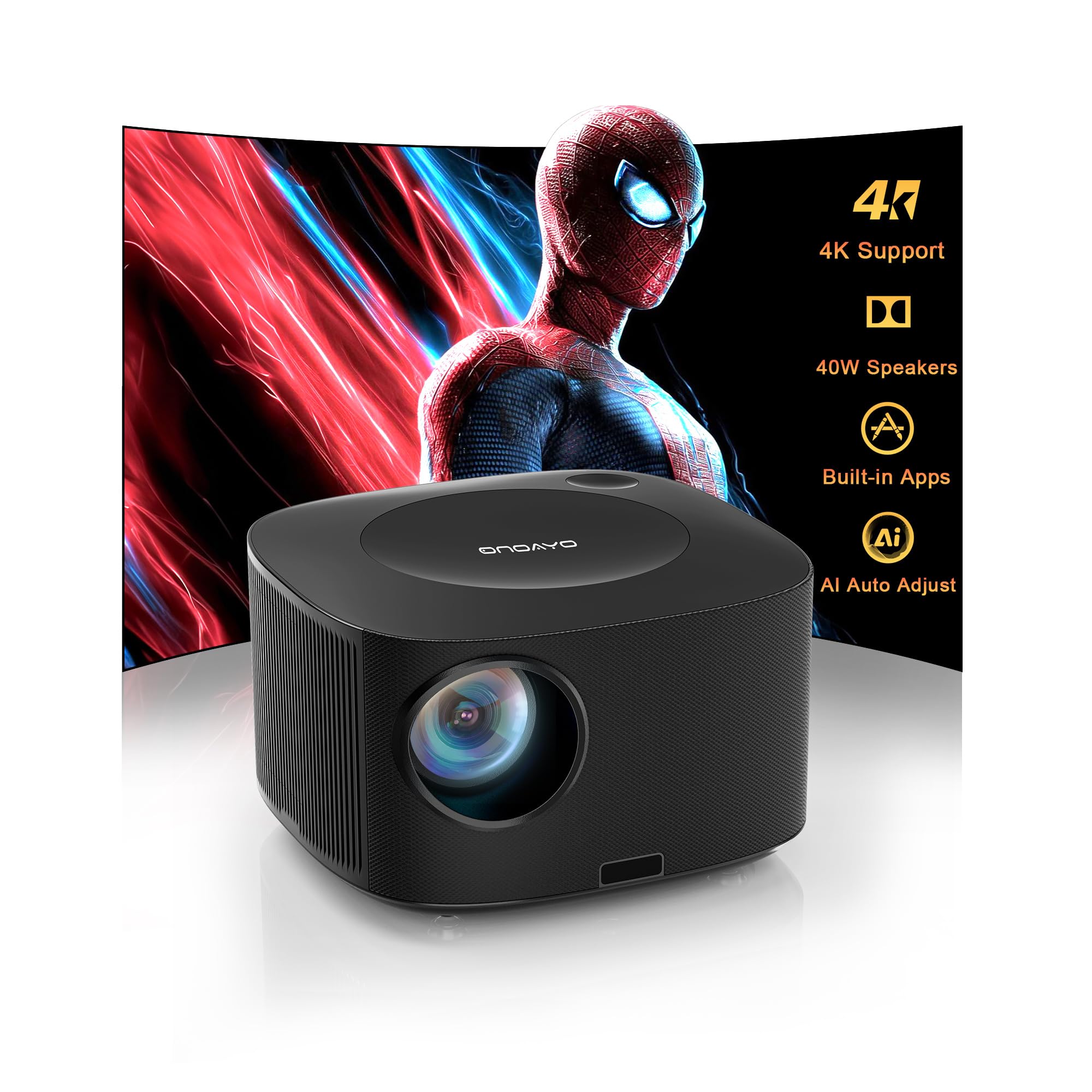 4K Smart Projector with AI Auto Focus & WiFi Bluetooth