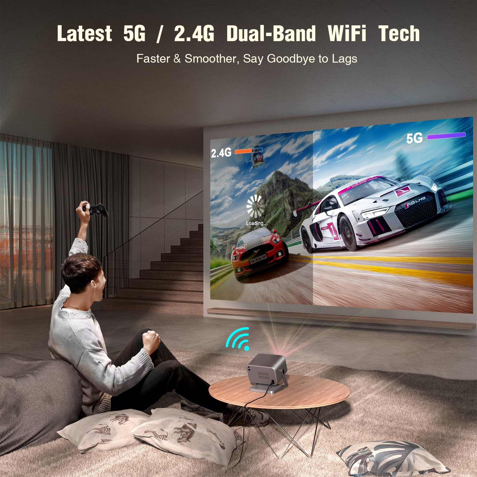 4K Smart Projector with Auto Focus & WiFi Bluetooth
