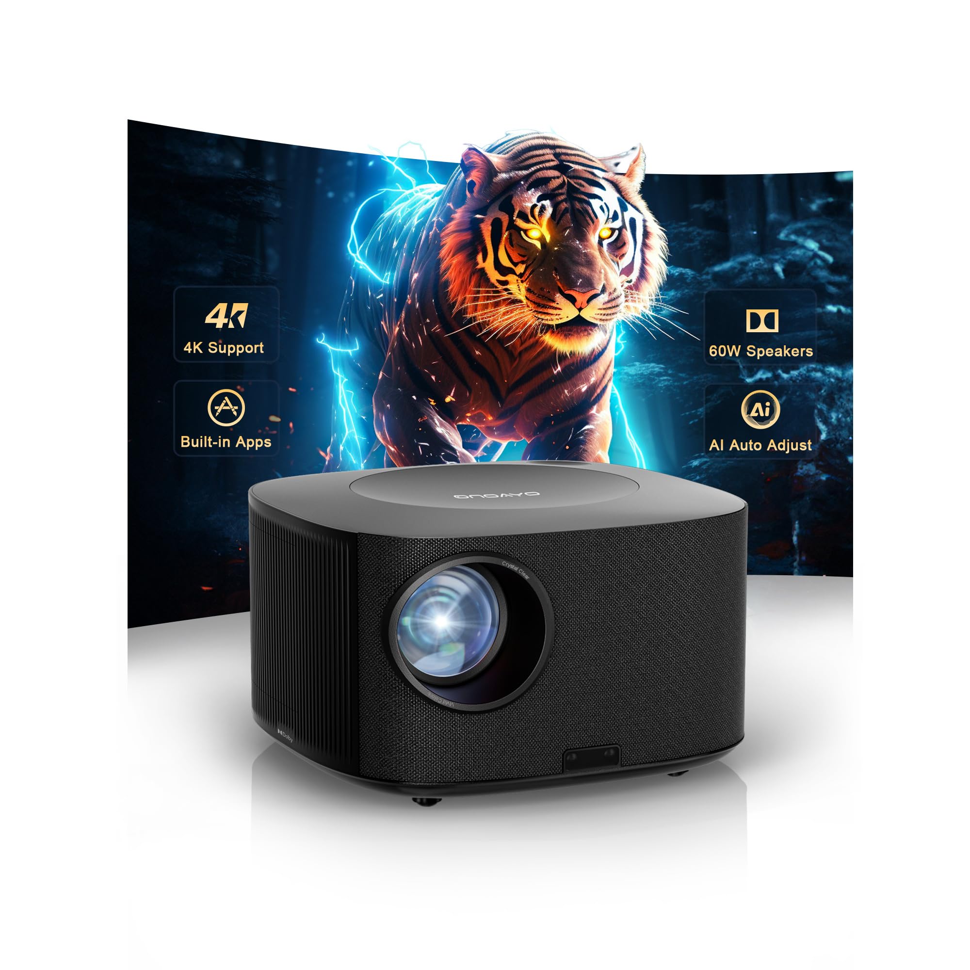 4K Smart Projector with AI Auto Focus & WiFi Bluetooth