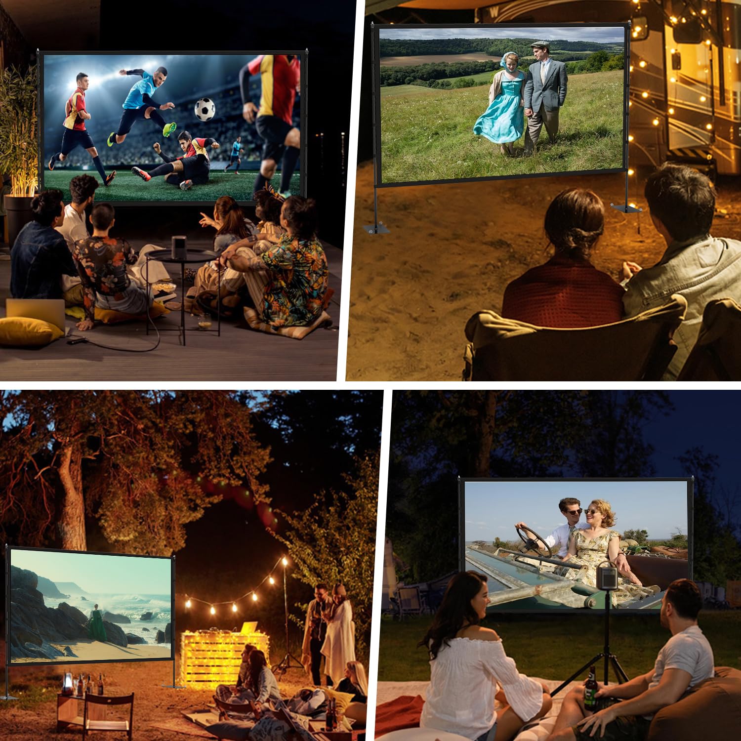120-Inch Portable Outdoor Projector Screen with Stand