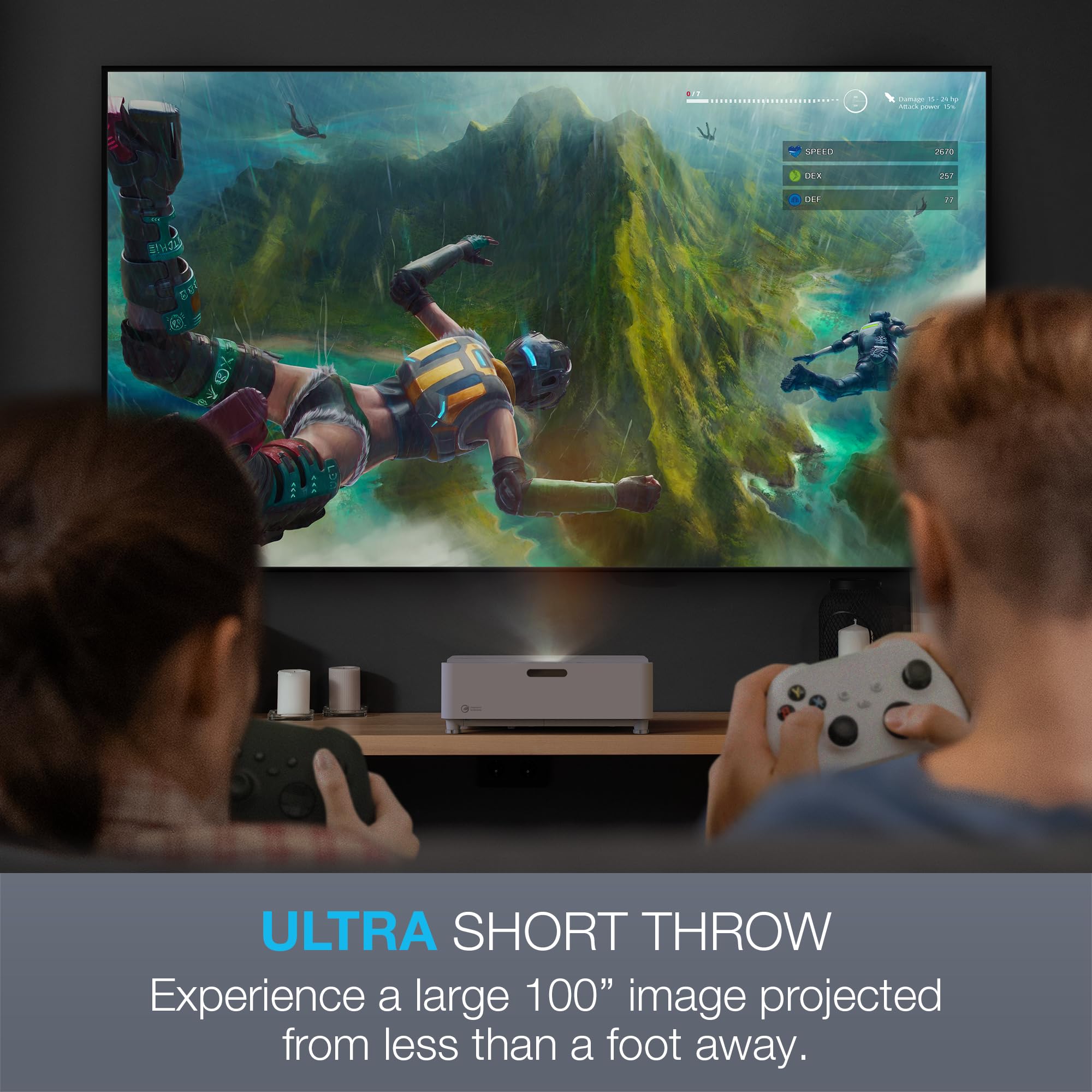 Compact 4K UHD Ultra Short Throw Gaming Projector