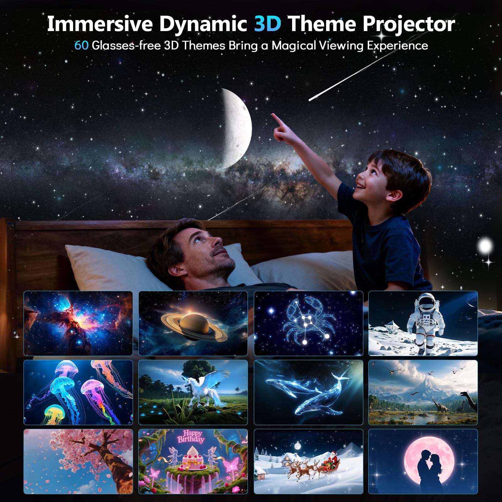 3D Galaxy Star Projector with Bluetooth Speaker