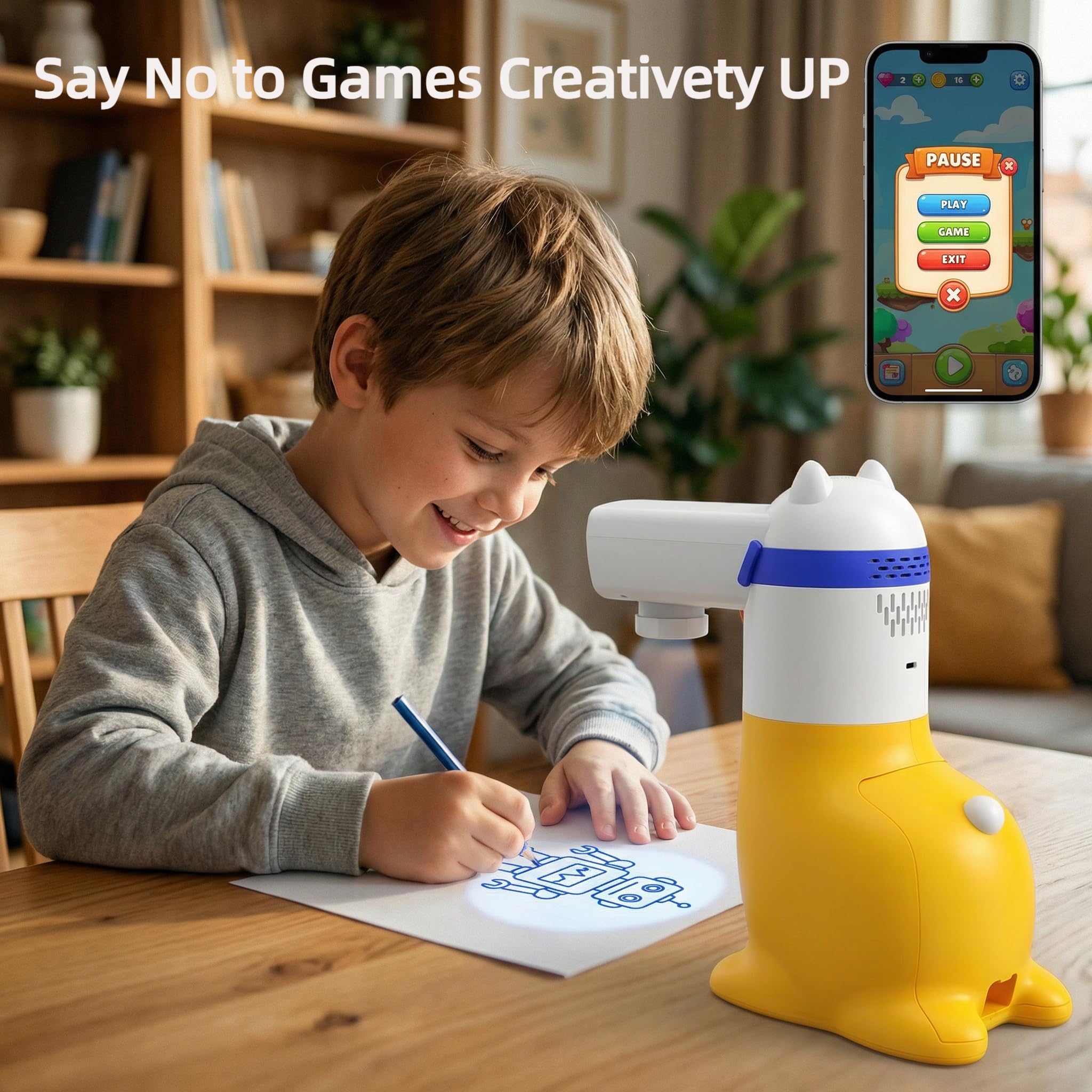 AI Drawing Projector for Kids with Smart Sketch & Voice Control