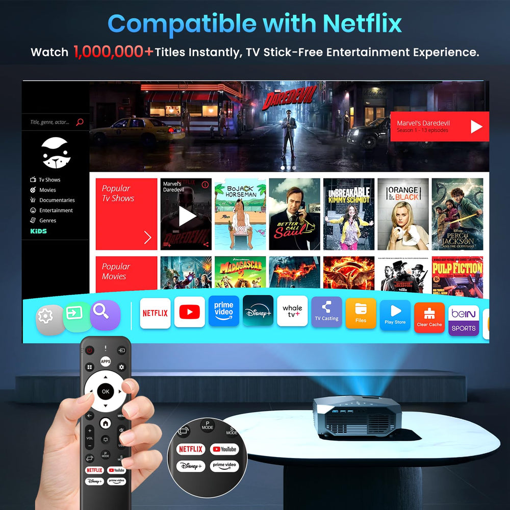 Native 1080P Outdoor Projector with WiFi & Bluetooth