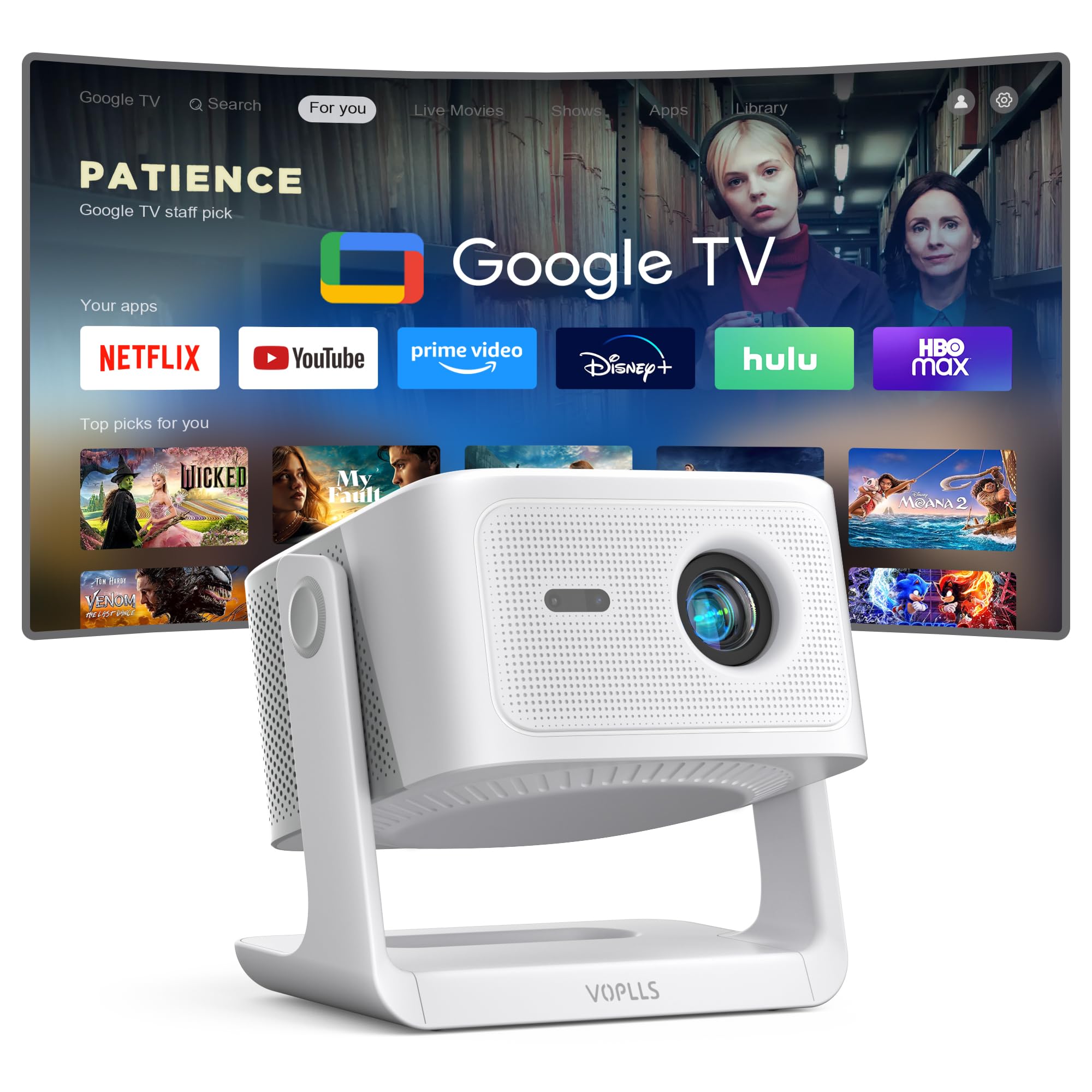 4K Smart Projector with Google TV & WiFi Bluetooth