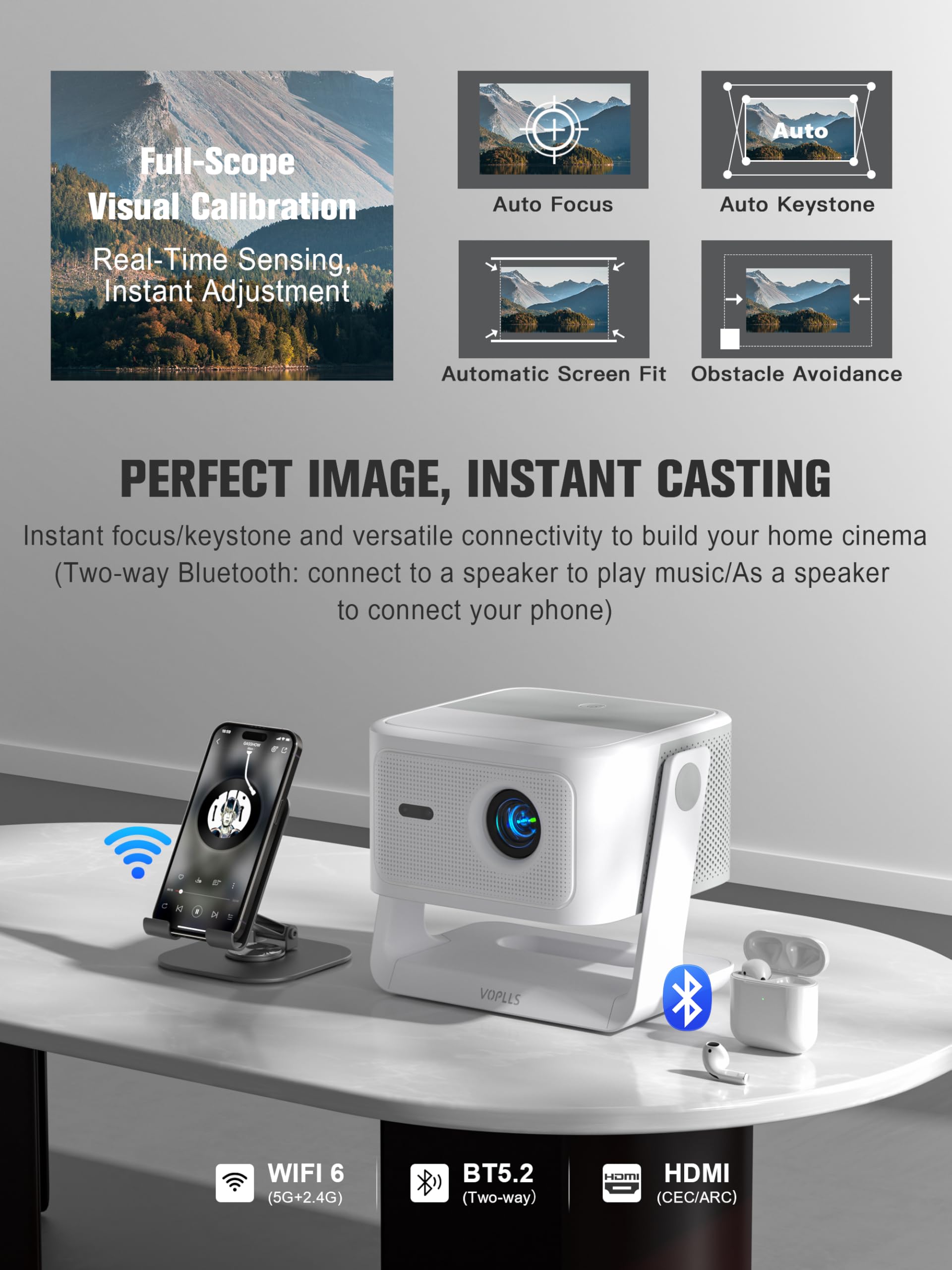 4K Smart Projector with Google TV & WiFi Bluetooth