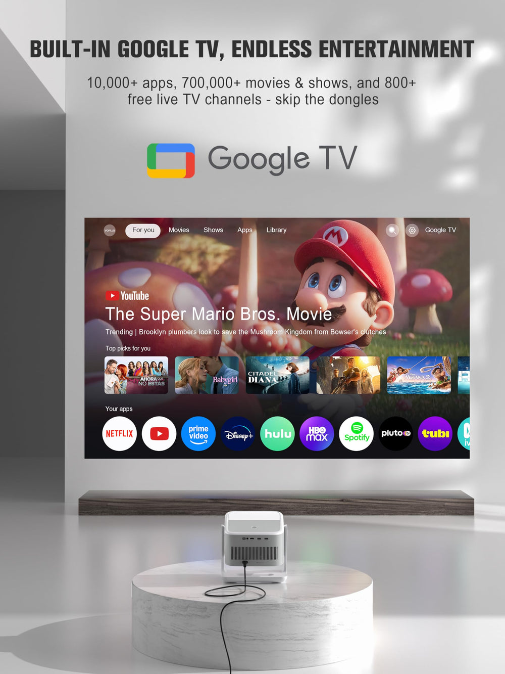 4K Smart Projector with Google TV & WiFi Bluetooth