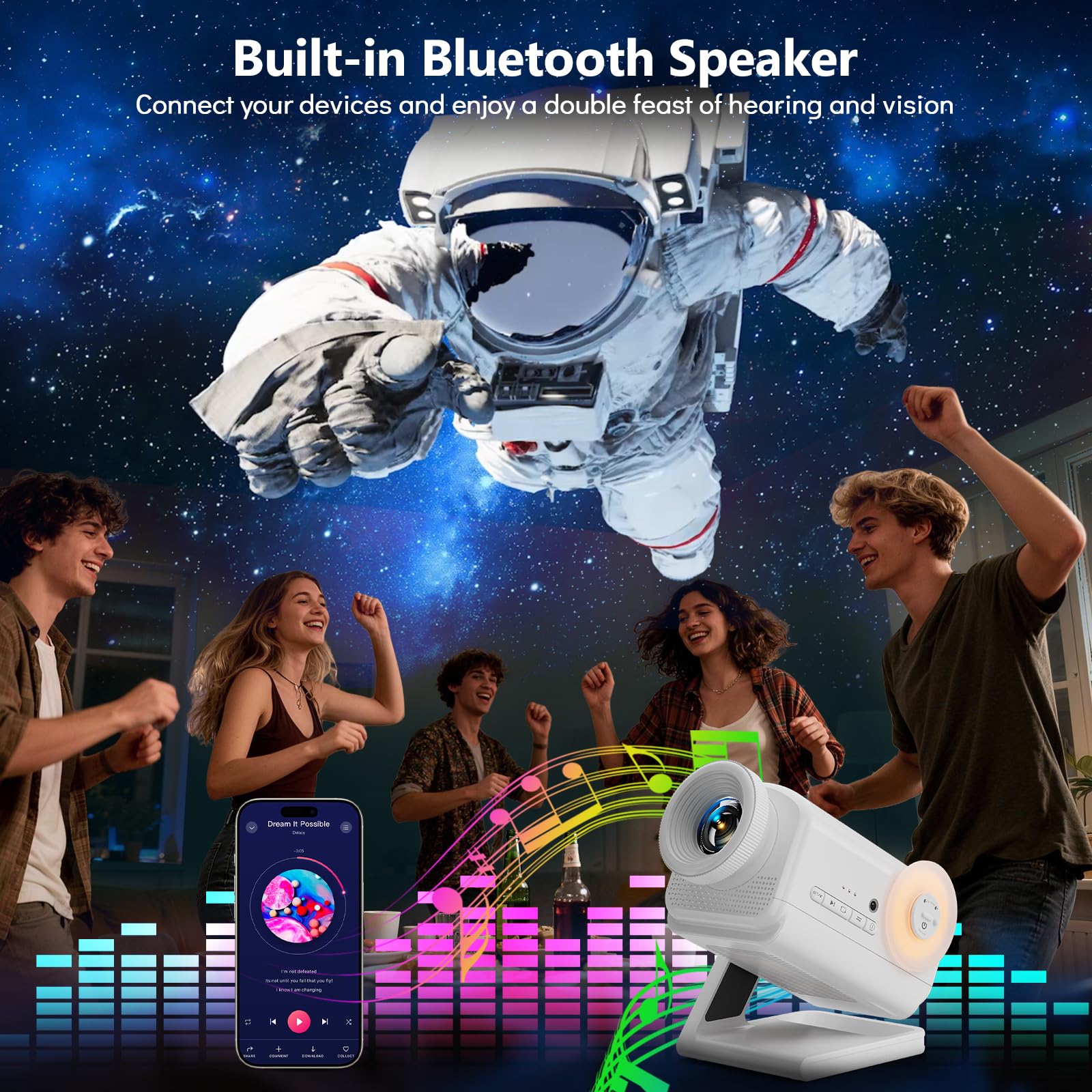3D Galaxy Star Projector with Bluetooth Speaker