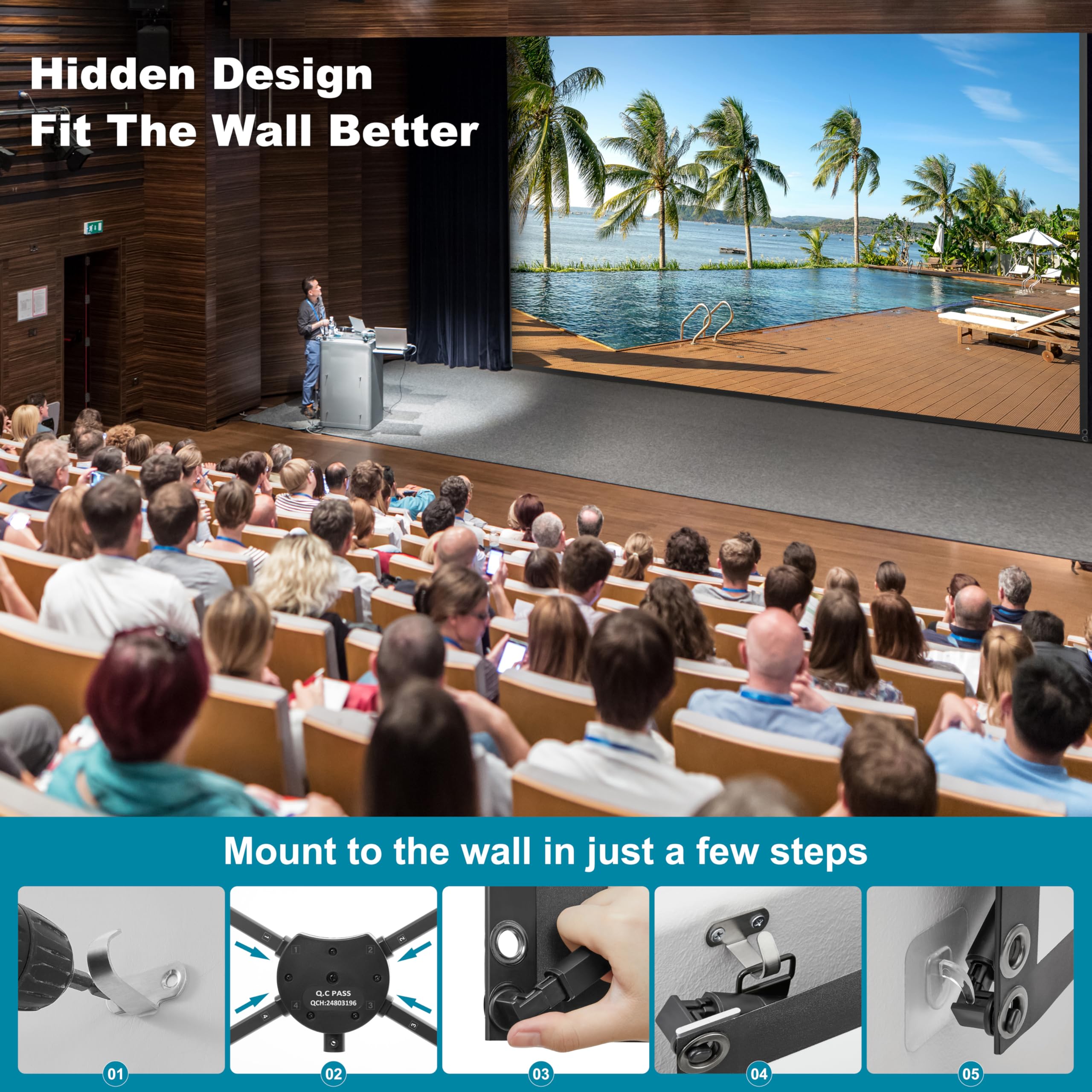 Portable Outdoor Projector Screen with Stand 16:9